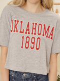 OU Sooners College Block Puff Ink Gray Cropped Tee