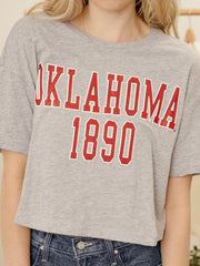 OU Sooners College Block Puff Ink Gray Cropped Tee