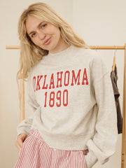 OU Sooners College Block Puff Ink Gray Mock Neck Hi-Dive Sweatshirt