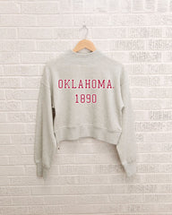 OU Sooners College Block Puff Ink Gray Mock Neck Hi-Dive Sweatshirt