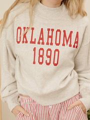 OU Sooners College Block Puff Ink Gray Mock Neck Hi-Dive Sweatshirt