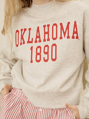OU Sooners College Block Puff Ink Gray Mock Neck Hi-Dive Sweatshirt