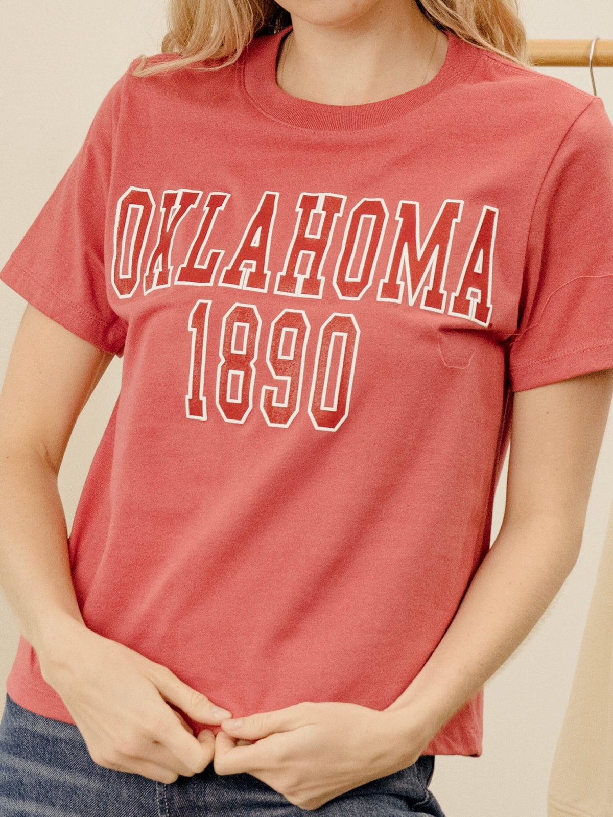 OU Sooners College Block Puff Ink Red Ellie Perfect Tee