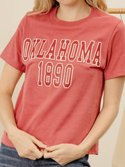 OU Sooners College Block Puff Ink Red Ellie Perfect Tee