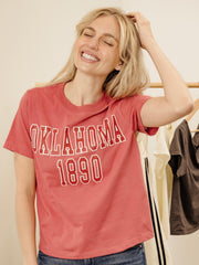 OU Sooners College Block Puff Ink Red Ellie Perfect Tee
