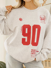OU Sooners Crest Stamp Ash Gray Thrifted Sweatshirt