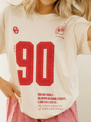 OU Sooners Crest Stamp Off White Thrifted Tee