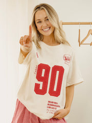 OU Sooners Crest Stamp Off White Thrifted Tee