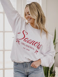 OU Sooners Established Bows White Corded Crew Sweatshirt