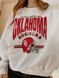 OU Sooners Established Date Helmet White Thrifted Sweatshirt