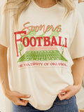 OU Sooners Football Field Off White Thrifted Tee