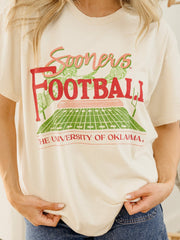 OU Sooners Football Field Off White Thrifted Tee