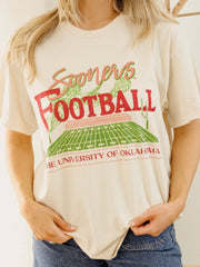 OU Sooners Football Field Off White Thrifted Tee