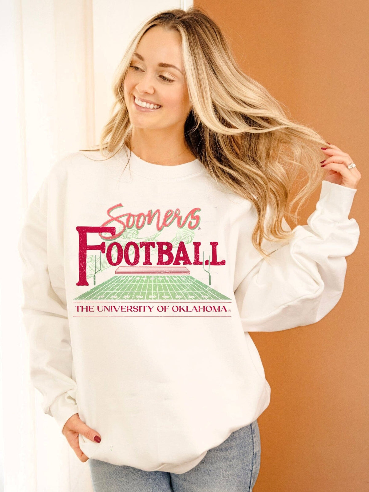 OU Sooners Football Field White Sweatshirt
