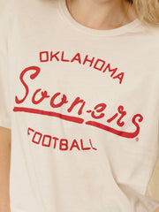 OU Sooners Football Stencil Off White Cropped Tee