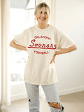 OU Sooners Football Stencil Off White Thrifted Tee