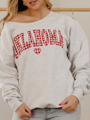 OU Sooners Gingham Heart Ash Gray Flashdance Sweatshirt