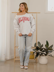 OU Sooners Gingham Heart Ash Gray Flashdance Sweatshirt