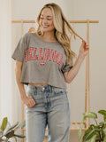 OU Sooners Gingham Heart Gray Cropped Tee
