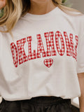 OU Sooners Gingham Heart White Tee