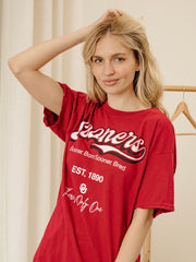 OU Sooners Letterman Crimson Thrifted Tee