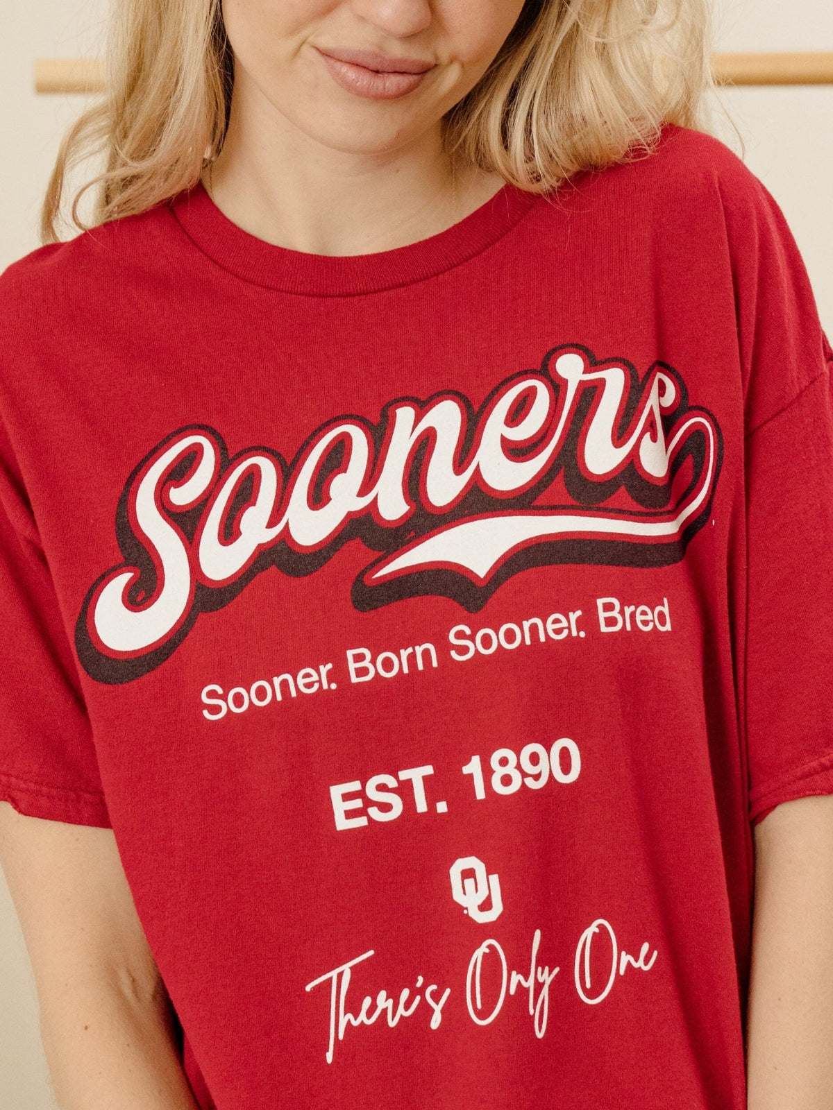 OU Sooners Letterman Crimson Thrifted Tee