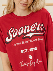 OU Sooners Letterman Crimson Thrifted Tee