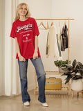 OU Sooners Letterman Crimson Thrifted Tee
