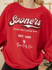 OU Sooners Letterman Red Chrome Hi Dive Sweatshirt