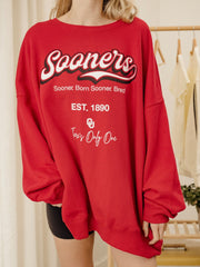 OU Sooners Letterman Red Chrome Hi Dive Sweatshirt