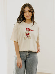 OU Sooners Mascot Flag Off White Thrifted Tee