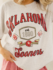 OU Sooners Patches 25 Ash Gray Thrifted Tee