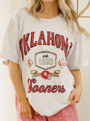 OU Sooners Patches 25 Ash Gray Thrifted Tee