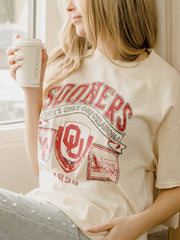 OU Sooners Prep Patch Off White Thrifted Tee