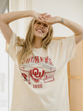 OU Sooners Prep Patch Off White Thrifted Tee