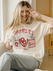 OU Sooners Prep Patch Off White Thrifted Tee
