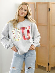 OU Sooners Quilted Puff Ink Ash Gray Thrifted Sweatshirt