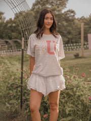 OU Sooners Quilted Puff Ink Ash Gray Thrifted Tee