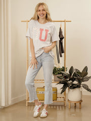 OU Sooners Quilted Puff Ink Ash Gray Thrifted Tee