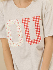 OU Sooners Quilted Puff Ink Ash Gray Thrifted Tee