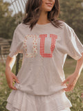OU Sooners Quilted Puff Ink Ash Gray Thrifted Tee