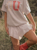 OU Sooners Quilted Puff Ink Ash Gray Thrifted Tee