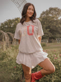 OU Sooners Quilted Puff Ink Ash Gray Thrifted Tee