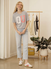 OU Sooners Quilted Puff Ink Gray Cropped Tee