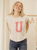 OU Sooners Quilted Puff Ink Off White Tank