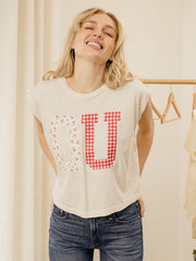 OU Sooners Quilted Puff Ink Off White Tank