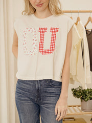 OU Sooners Quilted Puff Ink Off White Tank