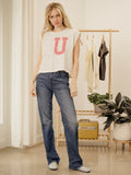 OU Sooners Quilted Puff Ink Off White Tank