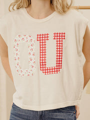 OU Sooners Quilted Puff Ink Off White Tank
