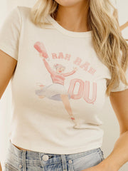 OU Sooners Rah Rah Off White Micro Cropped Tee